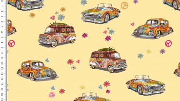 Hippy Cars gelb - Baumwoll-Jersey