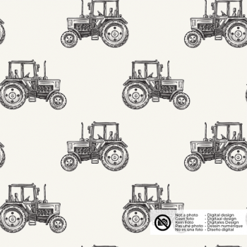 Traktoren grau/weiß - Baumwoll-Jersey